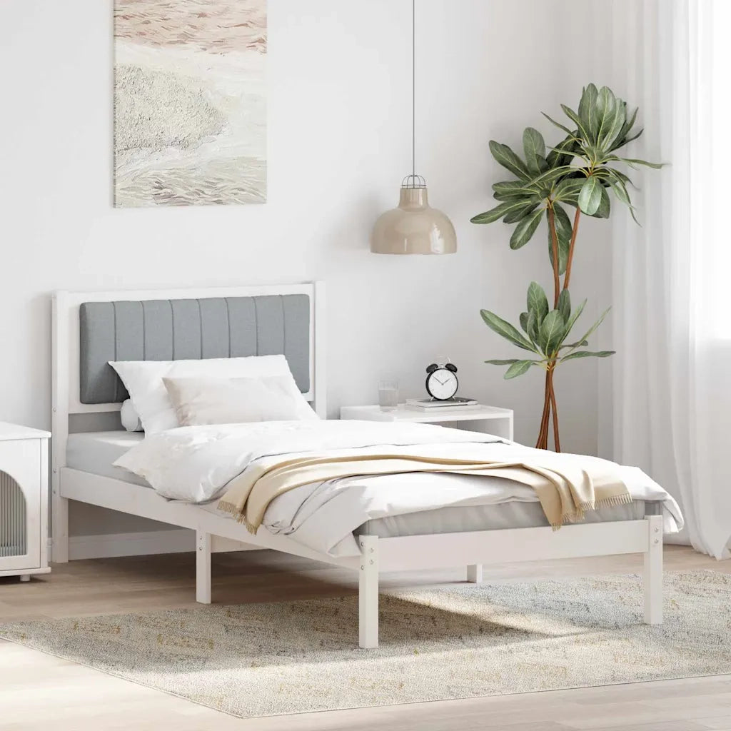 Letto con Testiera Rivestita Grigio chiaro 90 x 200 cm 878288