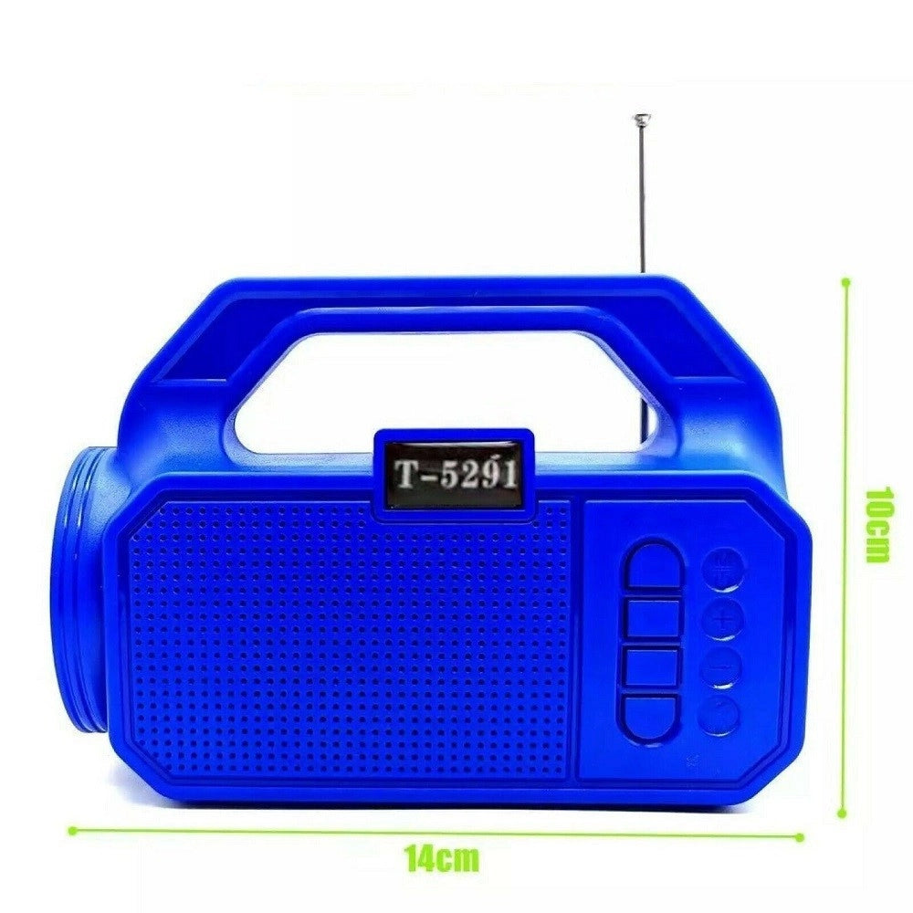 Trade Shop - Cassa Portatile Bluetooth Radio Usb Microsd 5w Pannello Solare Torcia Led T-5291 -
