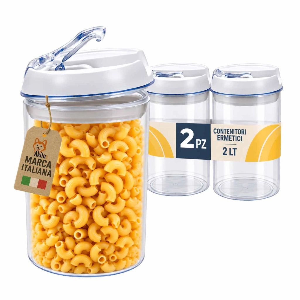 Akitaink Set 2 Contenitori Ermetici Rotondi 2 L in Plastica