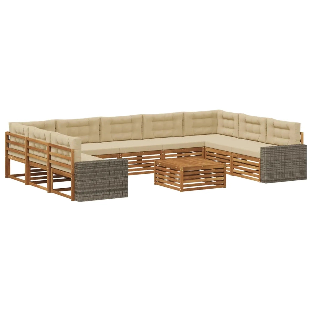 Set di divani da esterno 10 pz Naturale e Beige 3383881