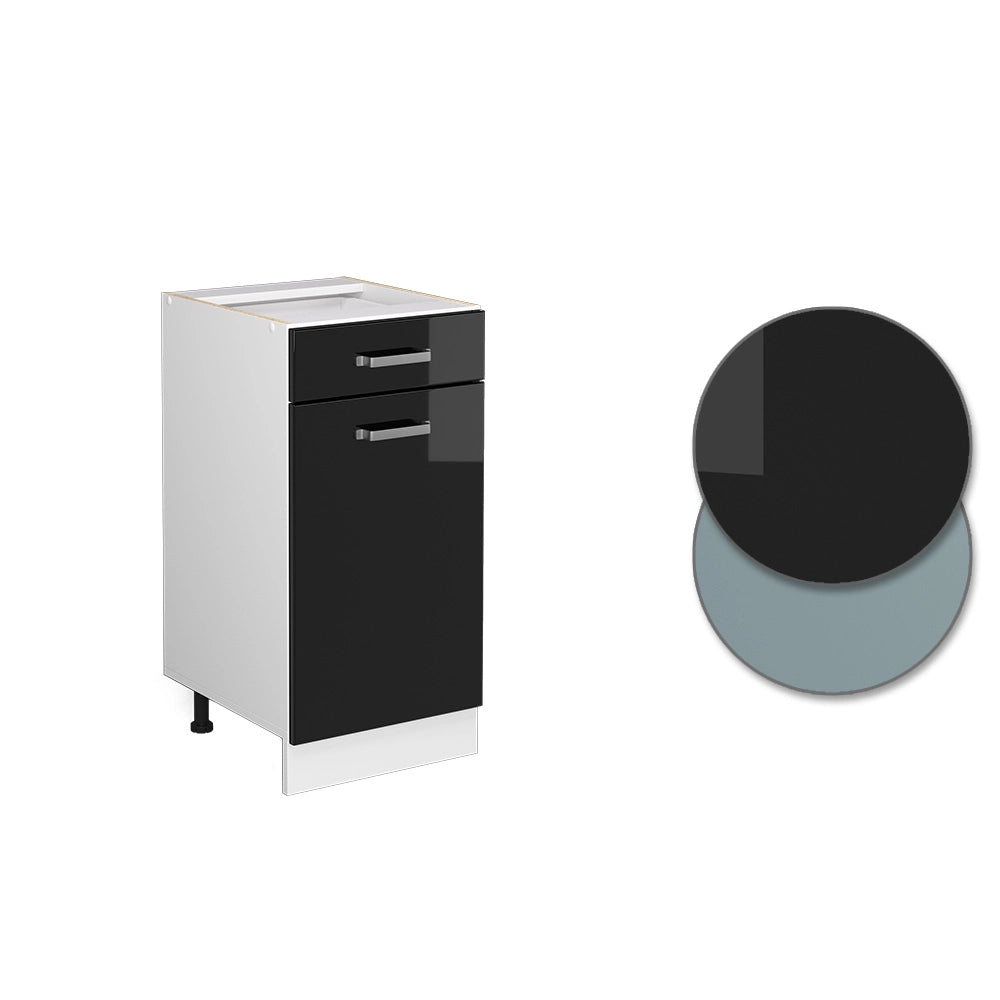 Vicco Mobiletto base per cucina Nero lucido 40 cm , PL Rovere