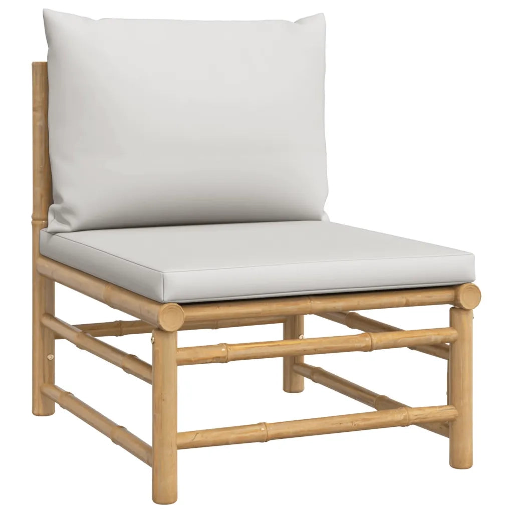 Set Salotto da Giardino 12pz con Cuscini Grigio Chiaro Bambù 3155098