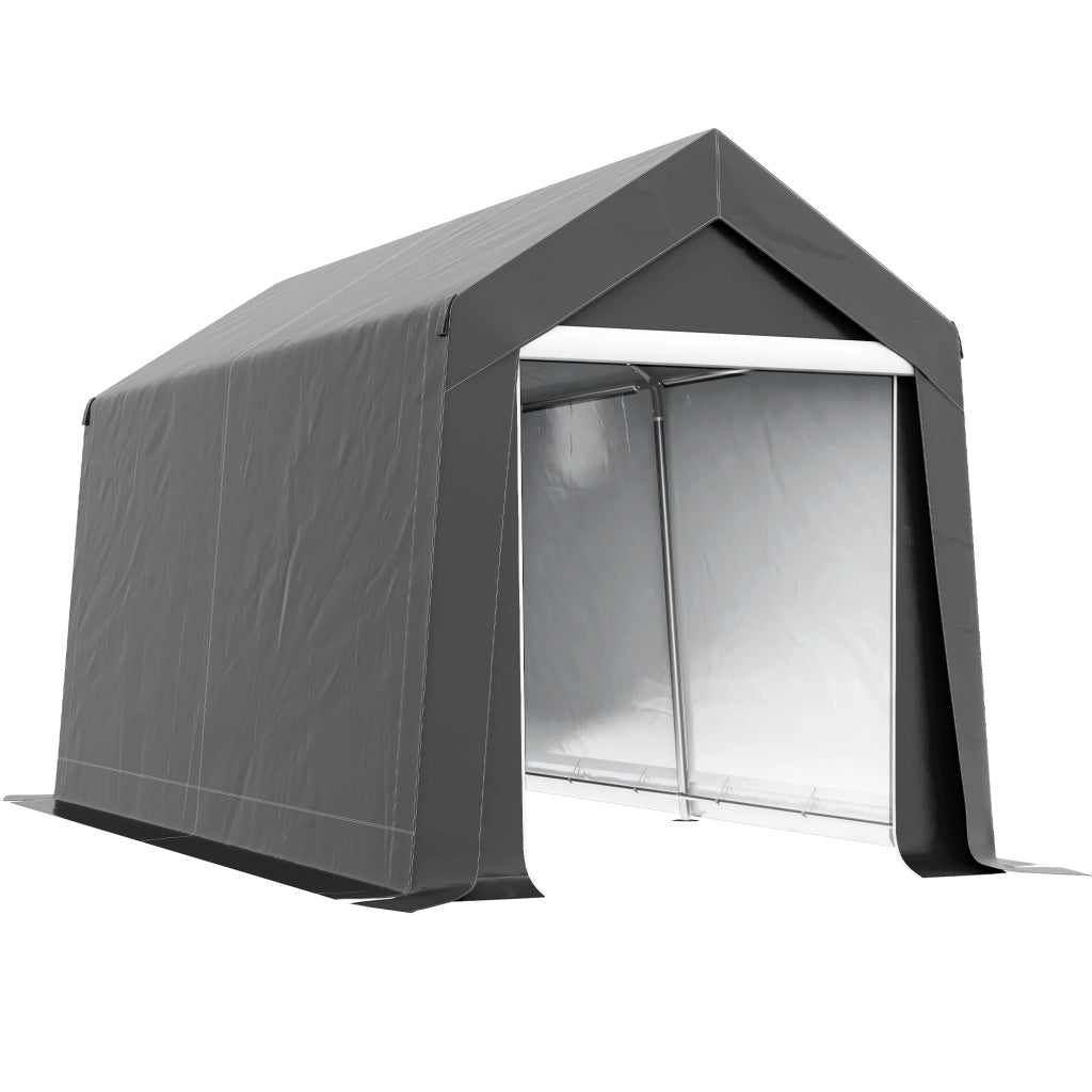 Garage da esterno 210 x 360 x 235 cm in acciaio zincato con porta con cerniera