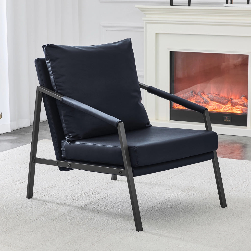 POLTRONA in ecopelle PU nera 91,5 x 68,0 x 32,5 cm