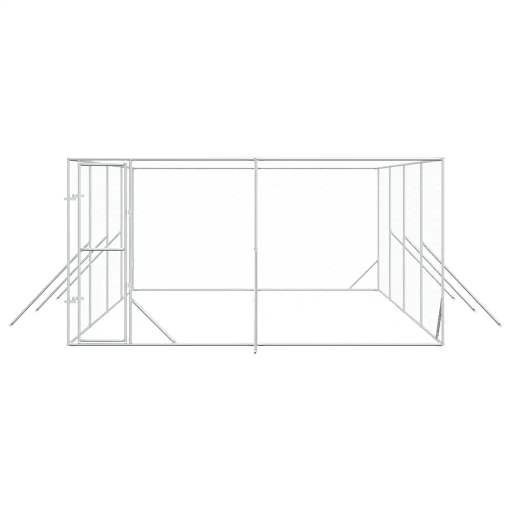 Cuccia per Cani da Esterno Argento 4x8x2 m in Acciaio Zincato 3190456