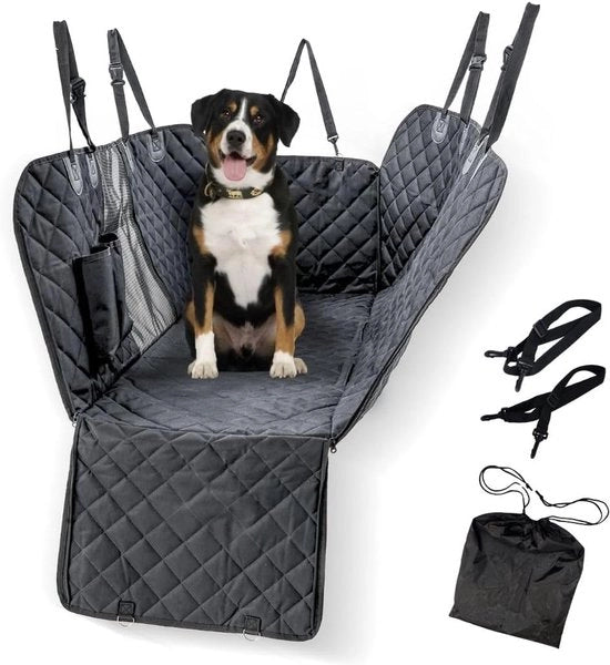 Cuscino per Auto per Cani Universale Senza Slittamento Idrorepellente con Tasca Laterale e Cinturone Regolabile, Borsa di Carico Pieghevole a Fondo Basso - Adatto per Bagagliaio