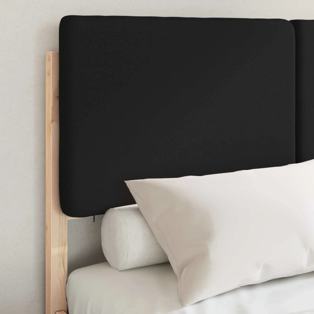 Letto con Testiera Rivestita Nero 120 x 190 cm Pino massello