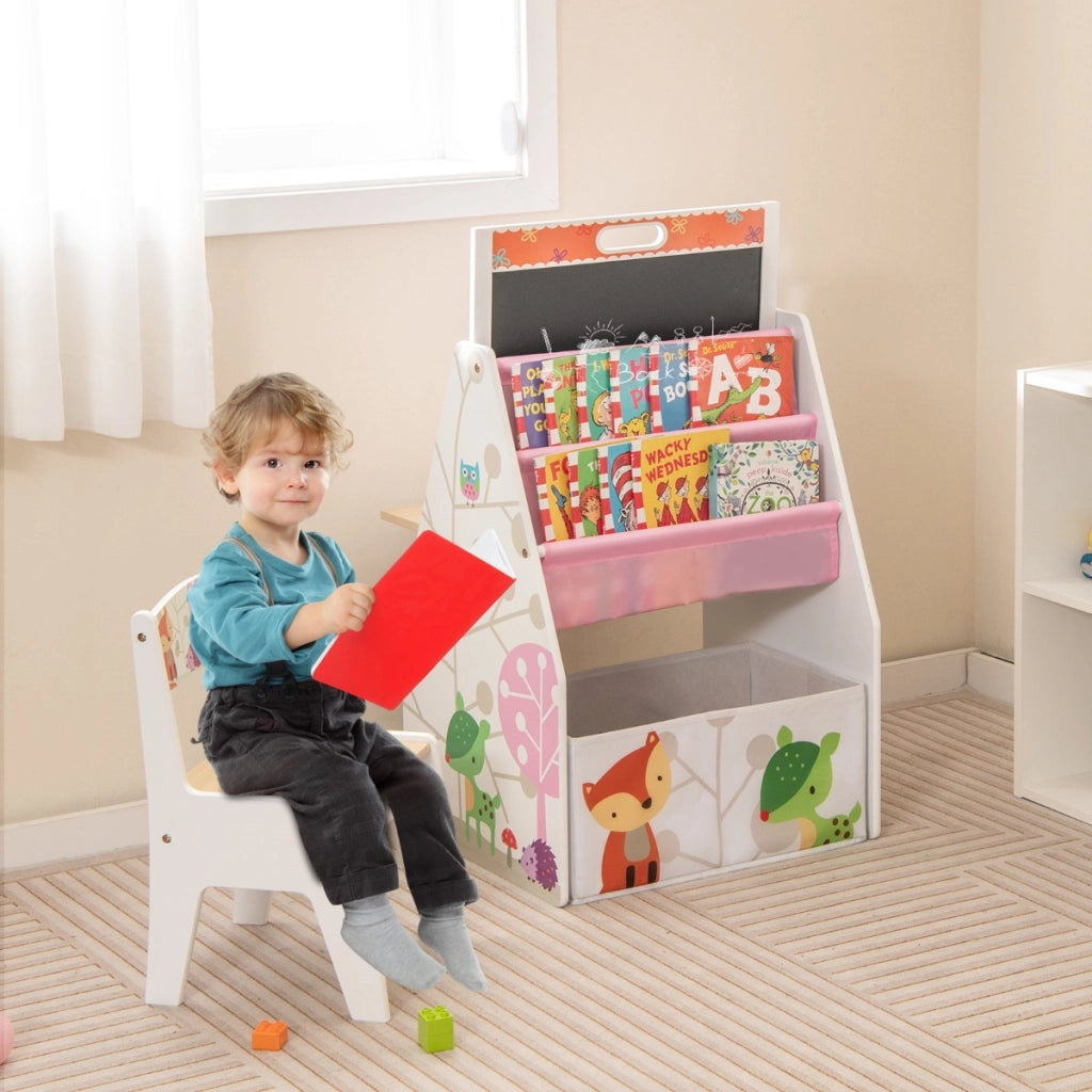 Doppio lato cavalletto per bambini e stazione di gioco-Set tavolo e sedia con lavagna bianca e lavagna magnetica Bianco