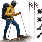 Wandolatori da trekking, 110-130 cm, opzionabili, 1 coppia con accessori tutti terreni, bastoncini da trekking ultraleggeri con assorbimento shock, pieghevoli per trekking e campeggio (oro)
