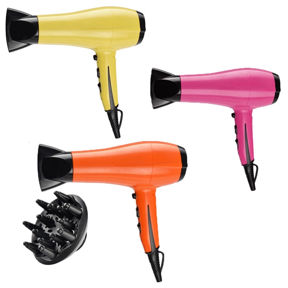 Trade Shop - Asciugacapelli 2200 Watt Con Diffusore Capelli Phon Pulsante Getto Aria Fredda Occhiello -