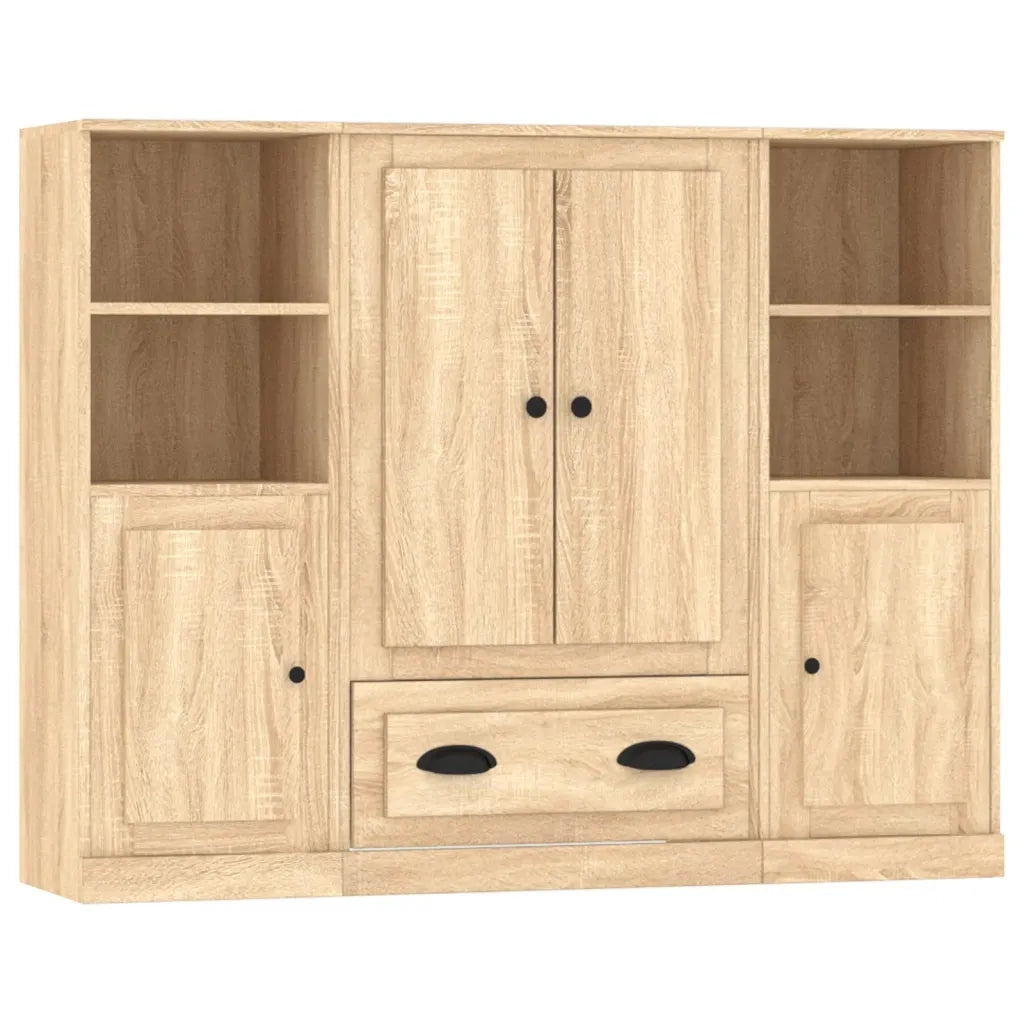 vidaXL Credenze 3 pz Rovere Sonoma in Legno Multistrato
