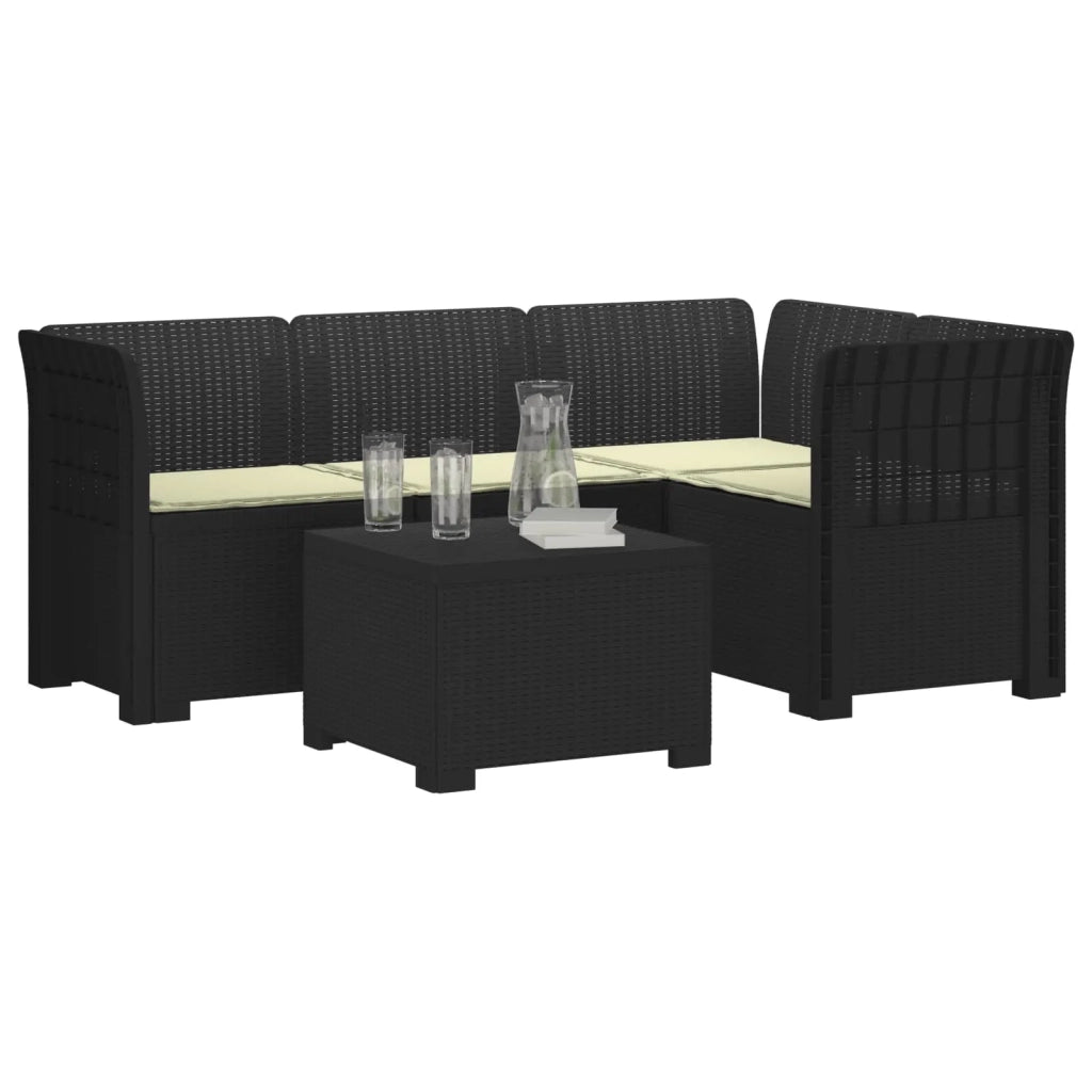 Divano da giardino 4 posti con cuscini aspetto rattan PP 3443998