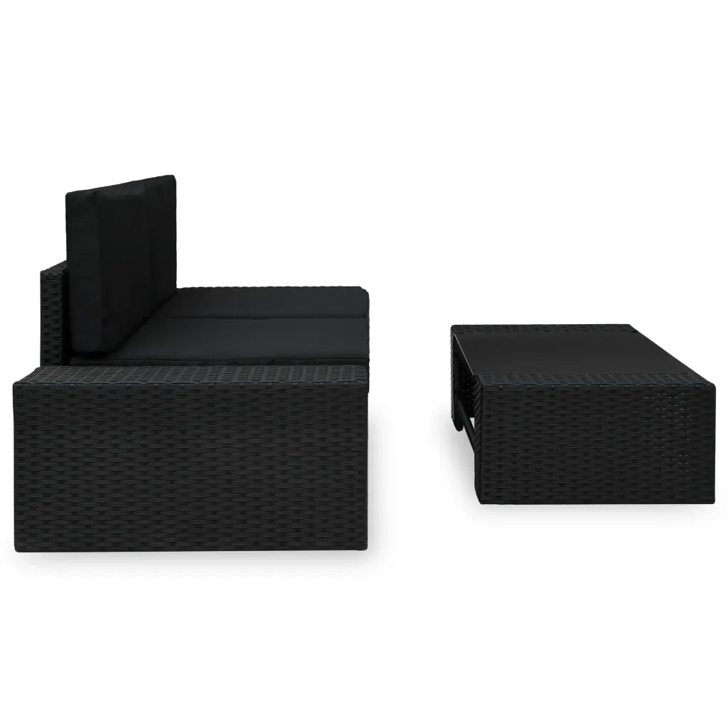 Set Divani da Giardino 3 pz | Set Salotto da Giardino in Polyrattan Nero