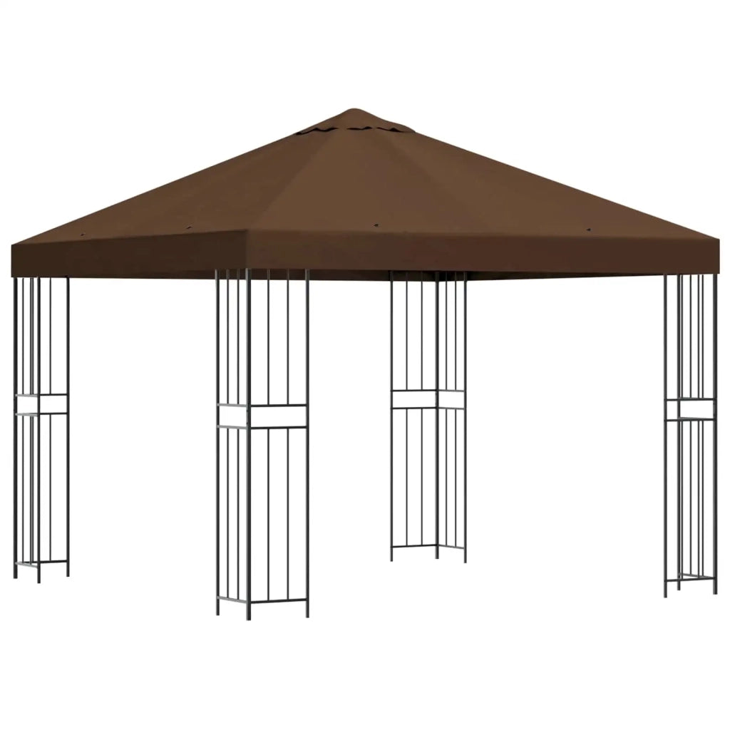 Gazebo 3 x 3 m Marrone Poliestere e Acciaio 190 gsm