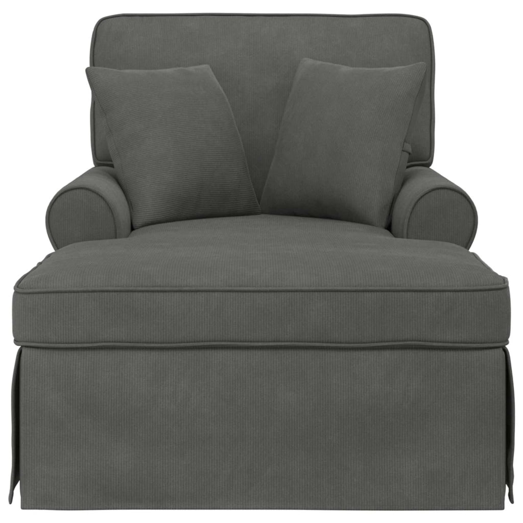 Chaise Longe con Gonna 3 pcs Grigio scuro Tessuto in Cords