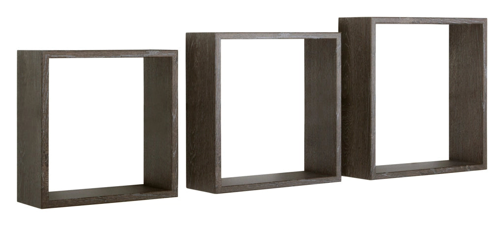 Set 3 Mensole da Parete Cubo in Fibra di Legno Incubo Slim Rovere Scuro