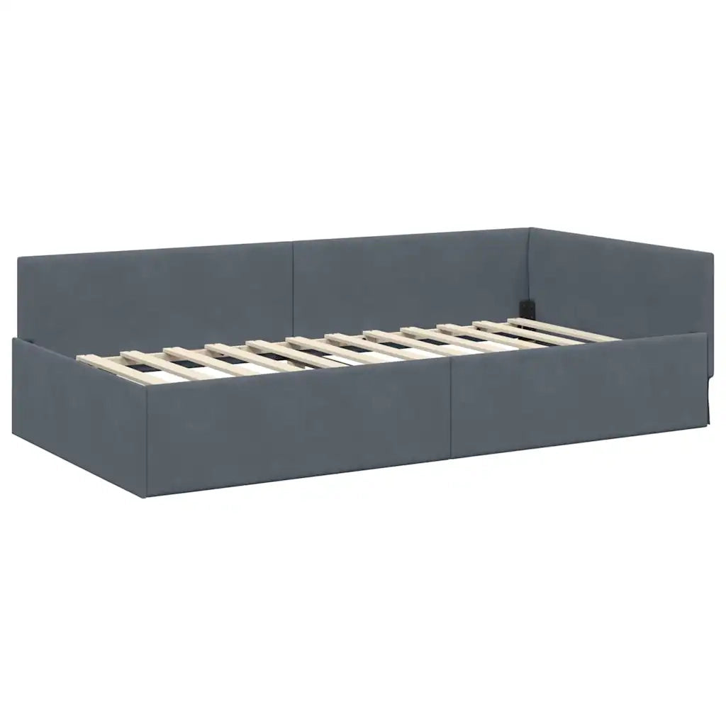Struttura Letto Angolare con Materasso 2 pz-Giroletto con materasso Grigio Velluto 647940
