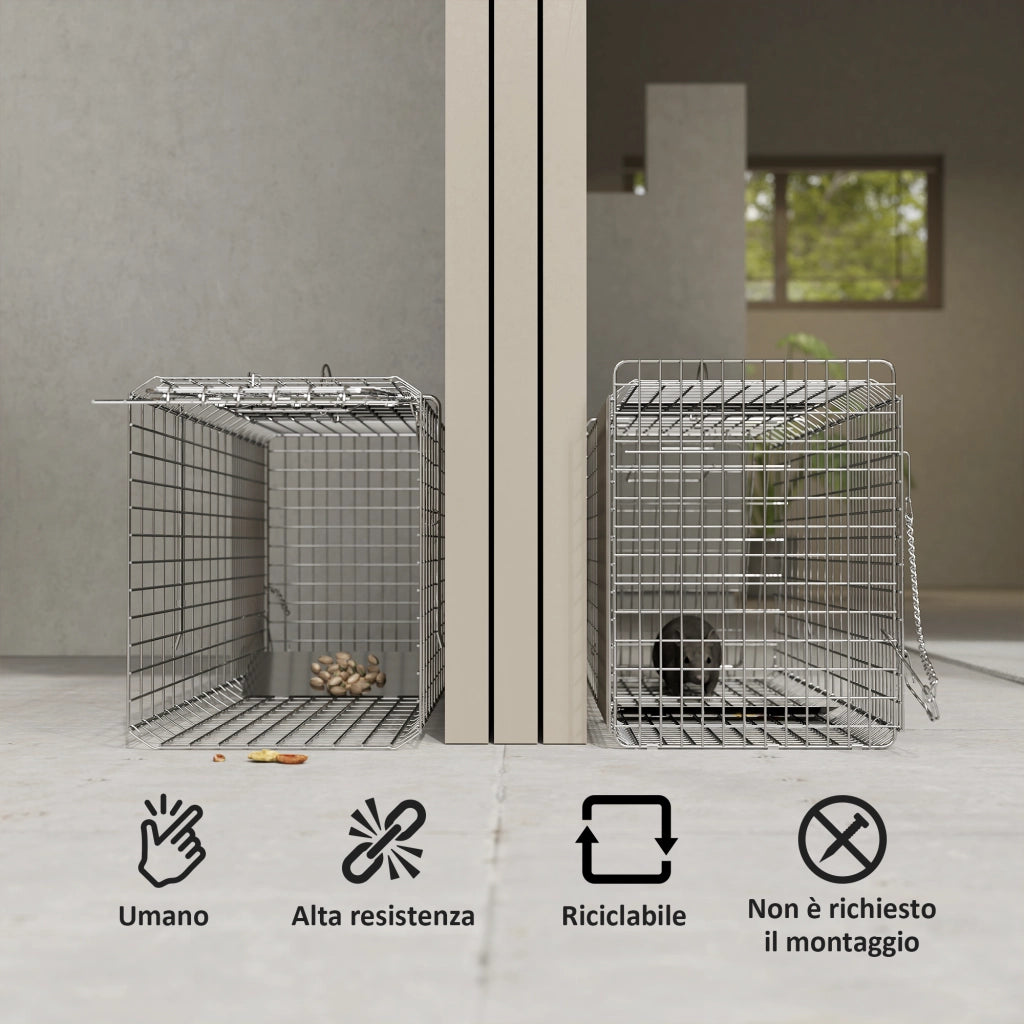 Gabbia per Animali Pieghevole in Acciaio ¨C zephmum ¨C Argento 81x26x34.5cm