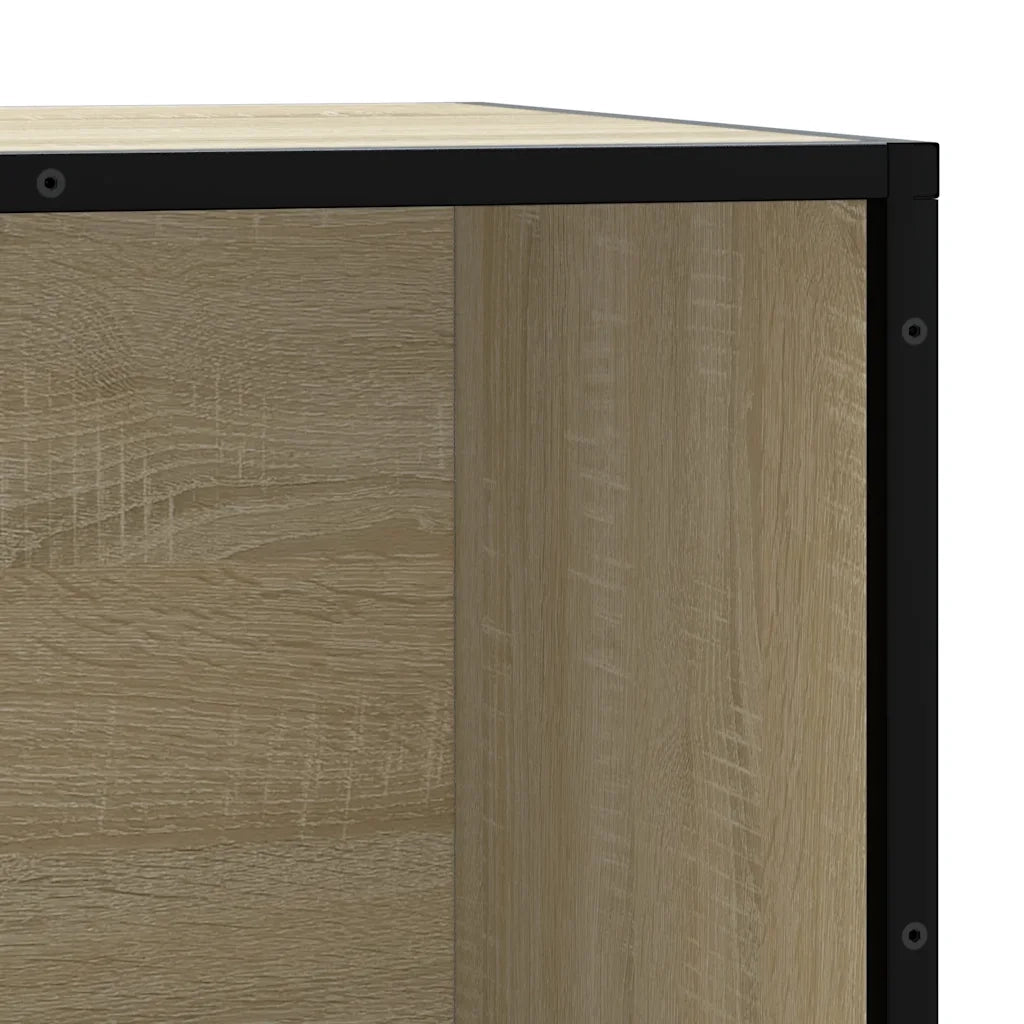 Panca Portaoggetti Rovere Sonoma Legno Multistrato e Metallo