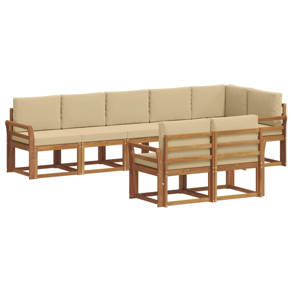 Set di divani da esterno con cuscino 8 pcs Naturale e Beige