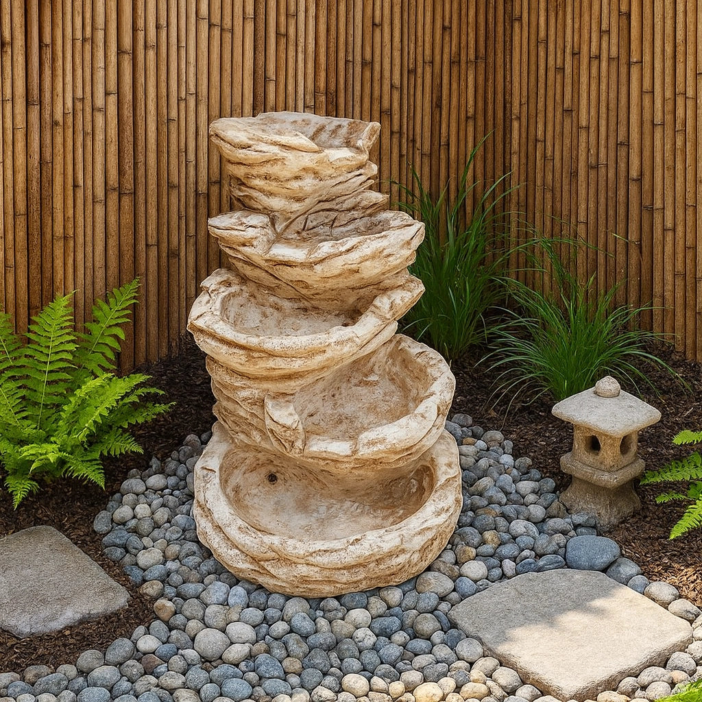 Fontana giardino niagara marrone calcestruzzo senza rubinetto 70 x 60 x h.95 cm