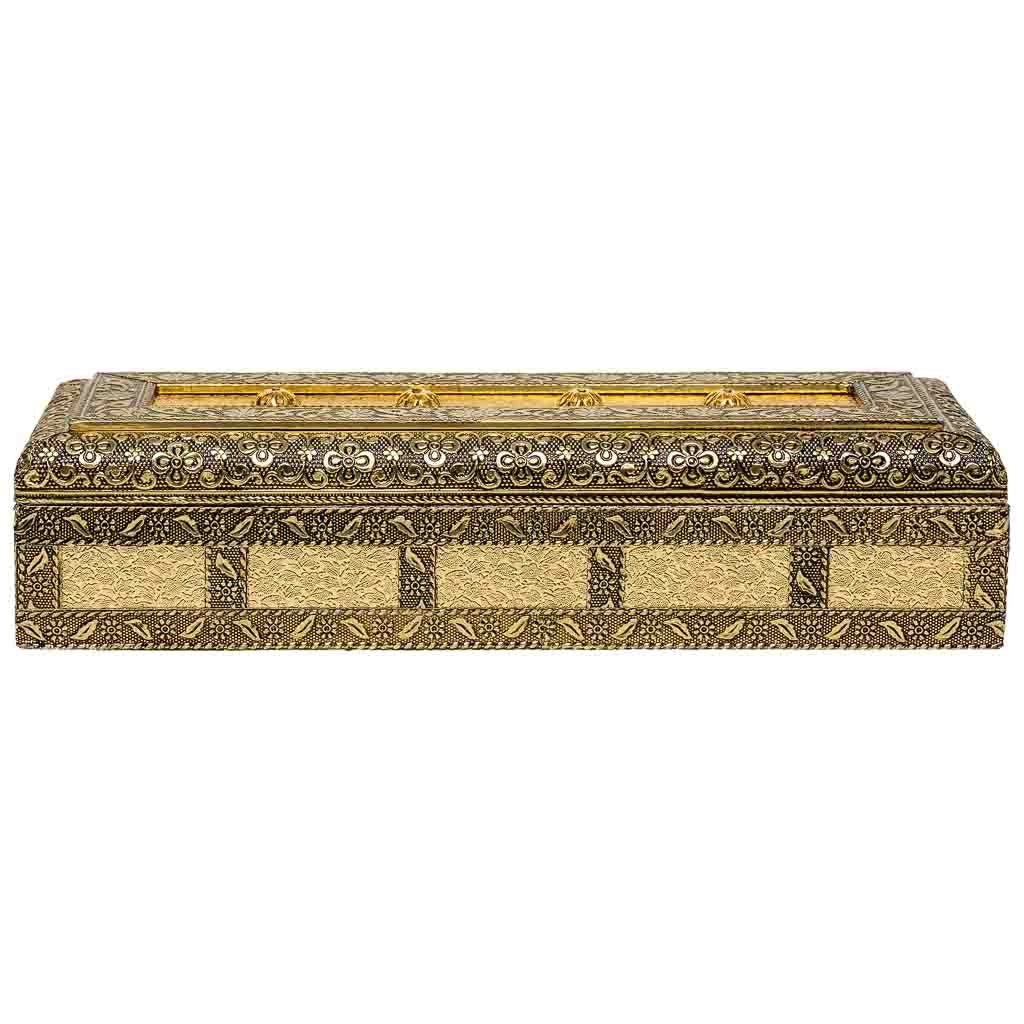 Portagioie in metallo dorato sbalzato 27x12x6h
