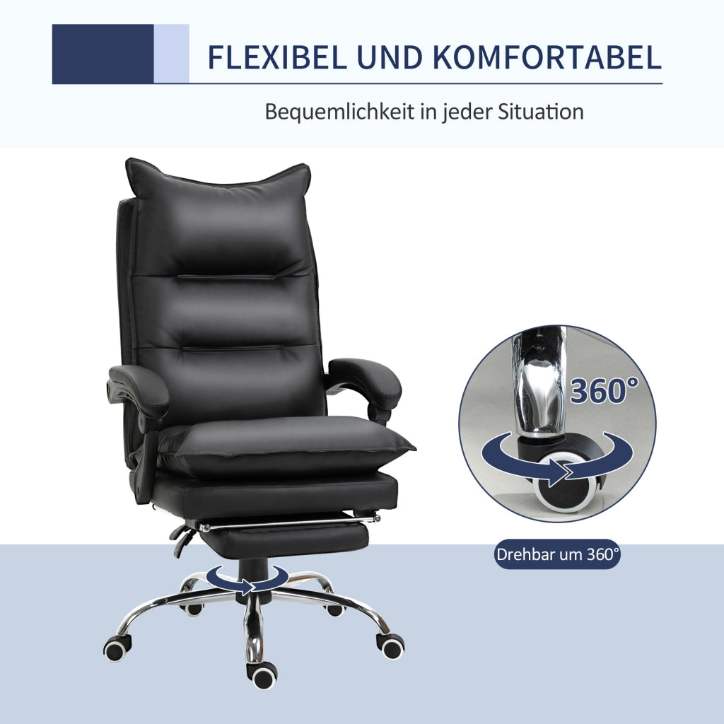 Sedia da Ufficio Ergonomica ¨C Xylo ¨C Similpelle Nero con Braccioli e Poggiapiedi Regolabile