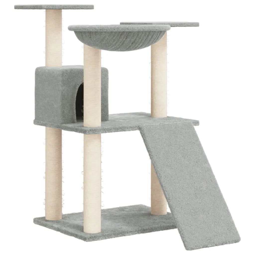 Albero per Gatti con Tiragraffi in Sisal Grigio Chiaro 83 cm CFW3781294