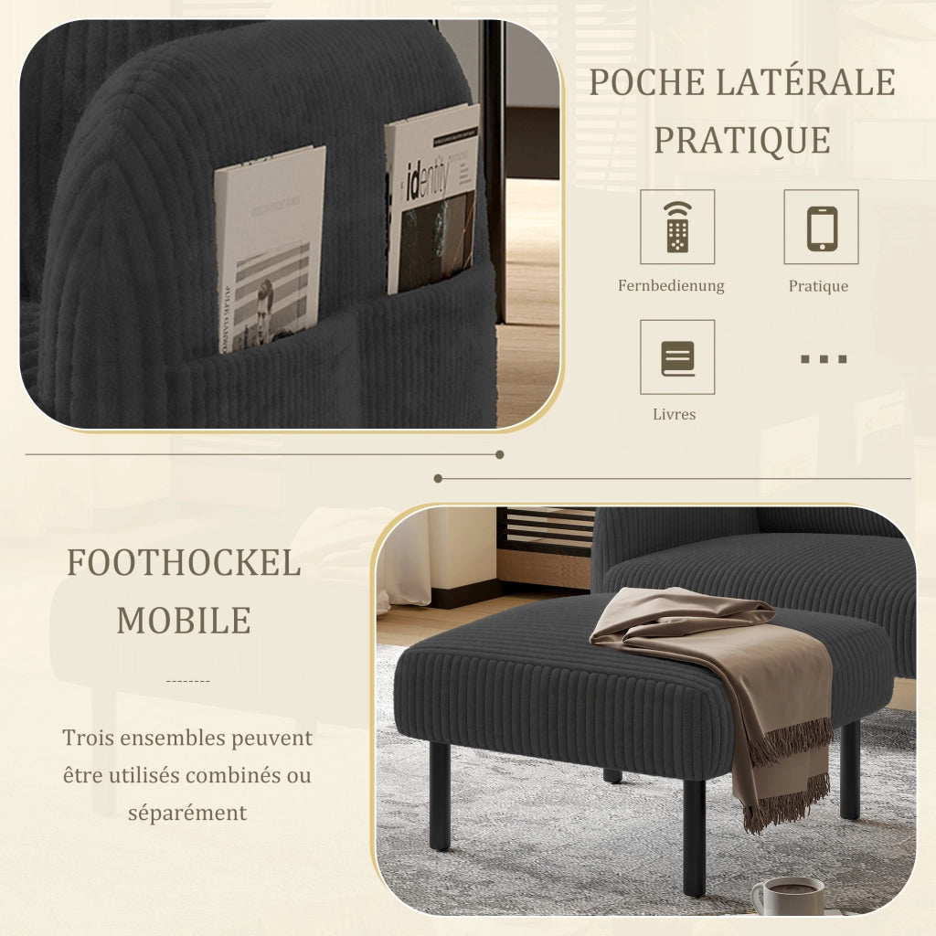 Poltrona in Velluto con Braccioli e Tasche Laterali ¨C MINIMAL ¨C Struttura Solida