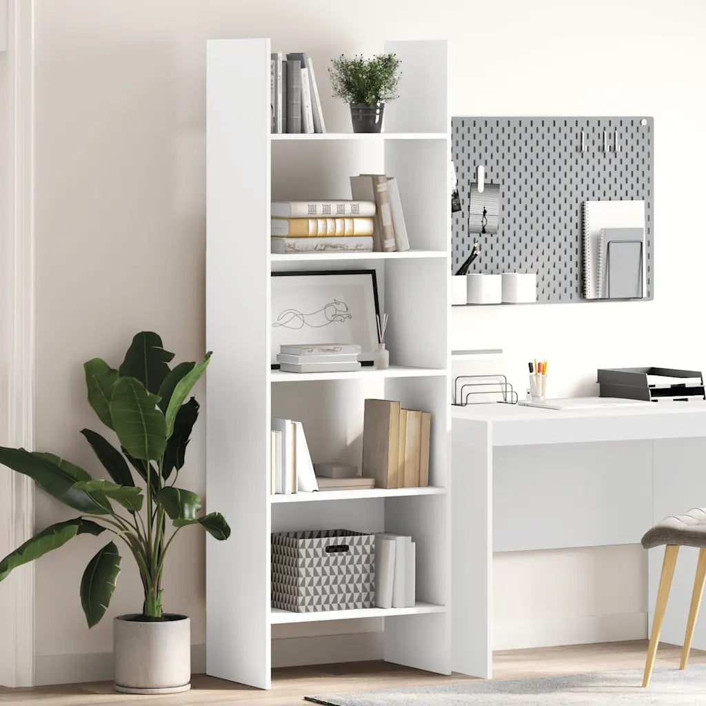 Libreria-Scaffale per Libri-Mobile di Stoccaggio Bianca 60x35x180 cm in Legno Multistrato