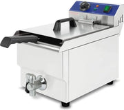 Friteuse elettrica professionale 17L – tecnologia zona fredda, temperatura regolabile 50-200°C, acciaio inossidabile, facile da pulire