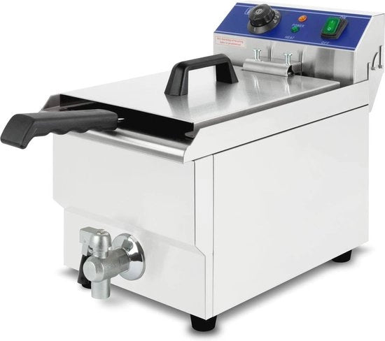 Friteuse elettrica professionale 17L – tecnologia zona fredda, temperatura regolabile 50-200°C, acciaio inossidabile, facile da pulire