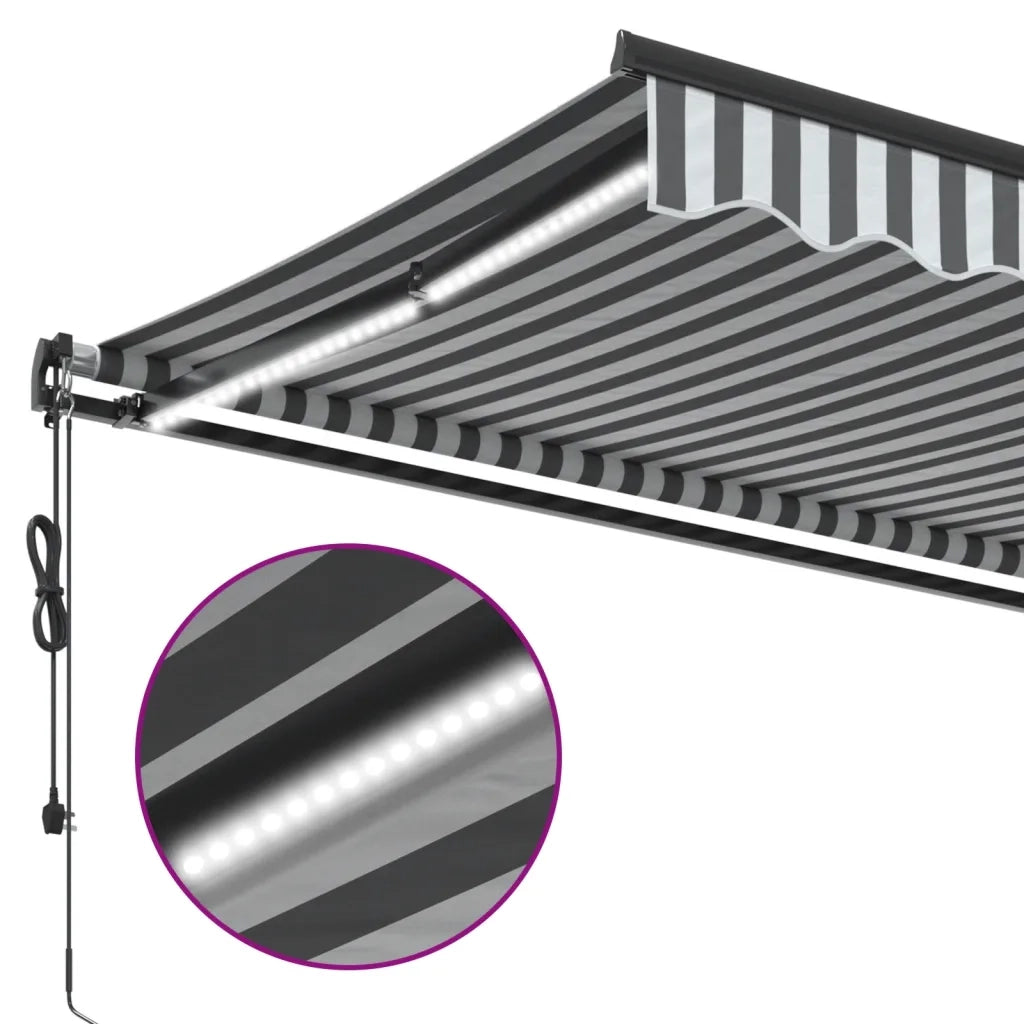 vidaXL Tenda Retrattile Automatica LED Antracite e Bianco 600x350 cm