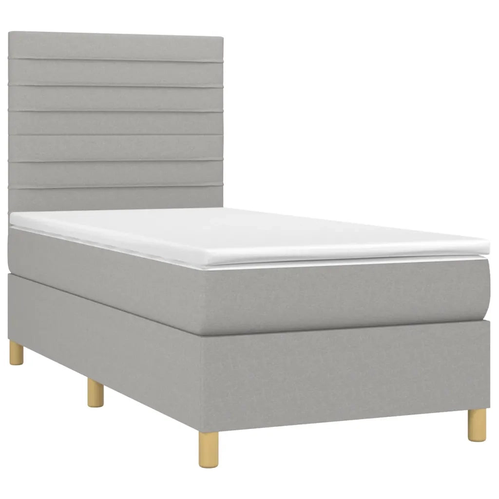Letto a Molle Materasso e LED Grigio Chiaro 80x200 cm Tessuto 3135469