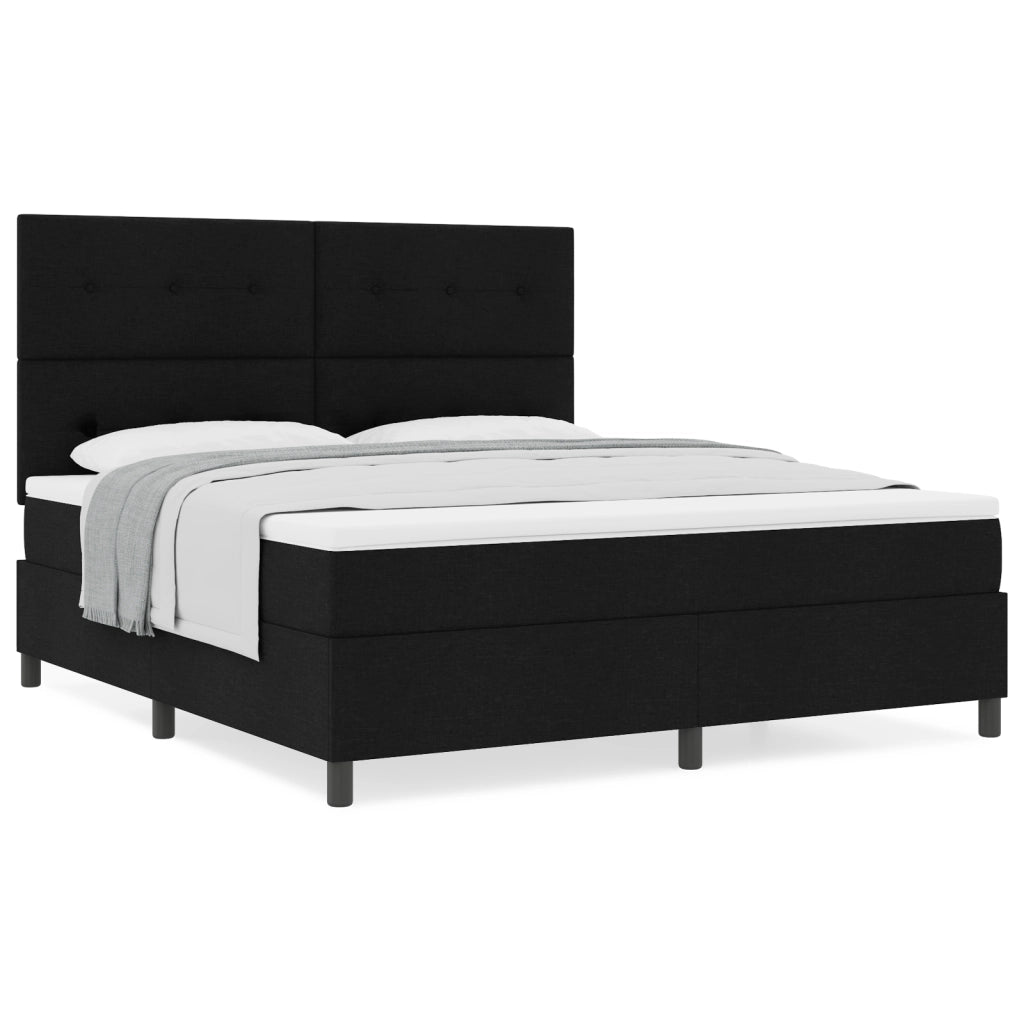 Letto Box Spring con Materasso Nero Super King Tessuto