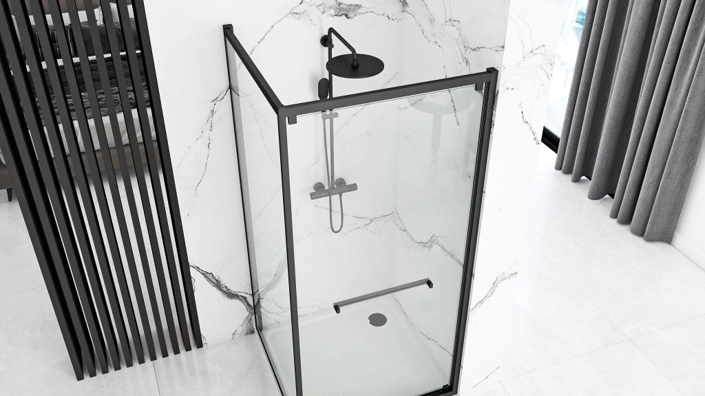 Cabina Doccia Rea Space In Black 80x100 senza piatto doccia