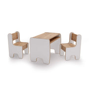 Set Timi Tavolo per Bambini con Due Sedie in Rovere e Bianco