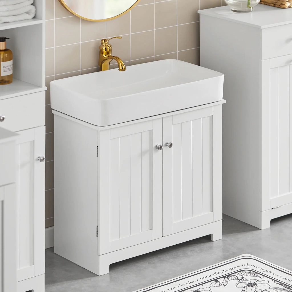 Mobile sottolavabo per Bagno con 2 Ante mobili bagno L60*P30*A60 cm Bianco BZR18-W