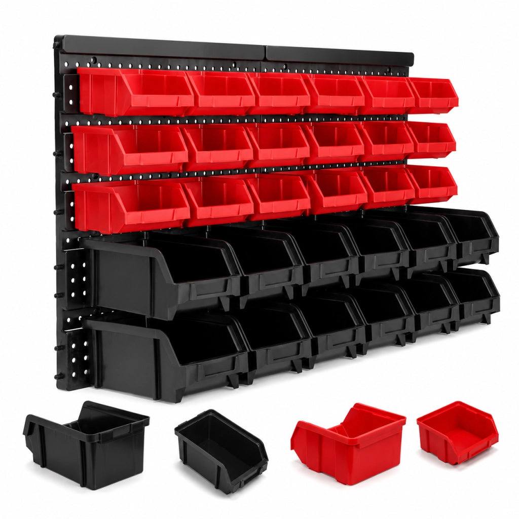 Pannello Portautensili da Parete con 32 Box Contenitori Officina Garage