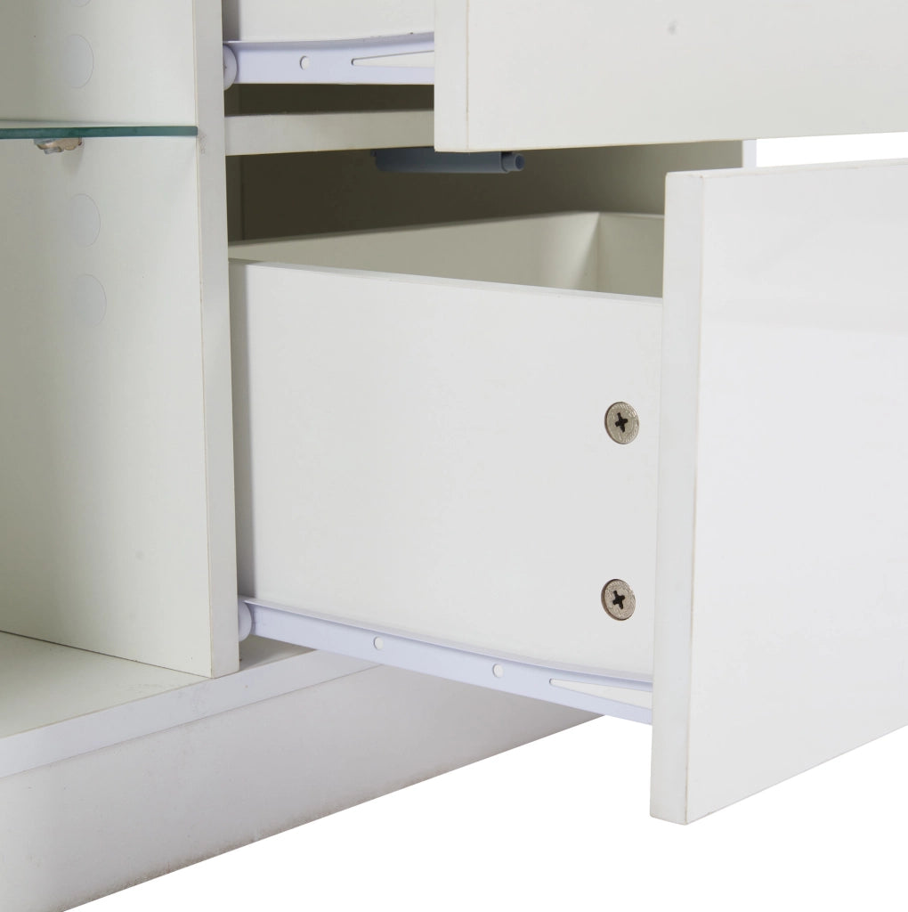 Mobile TV 160x40x52 cm con LED; 2 cassetti e anta; MDF bianco
