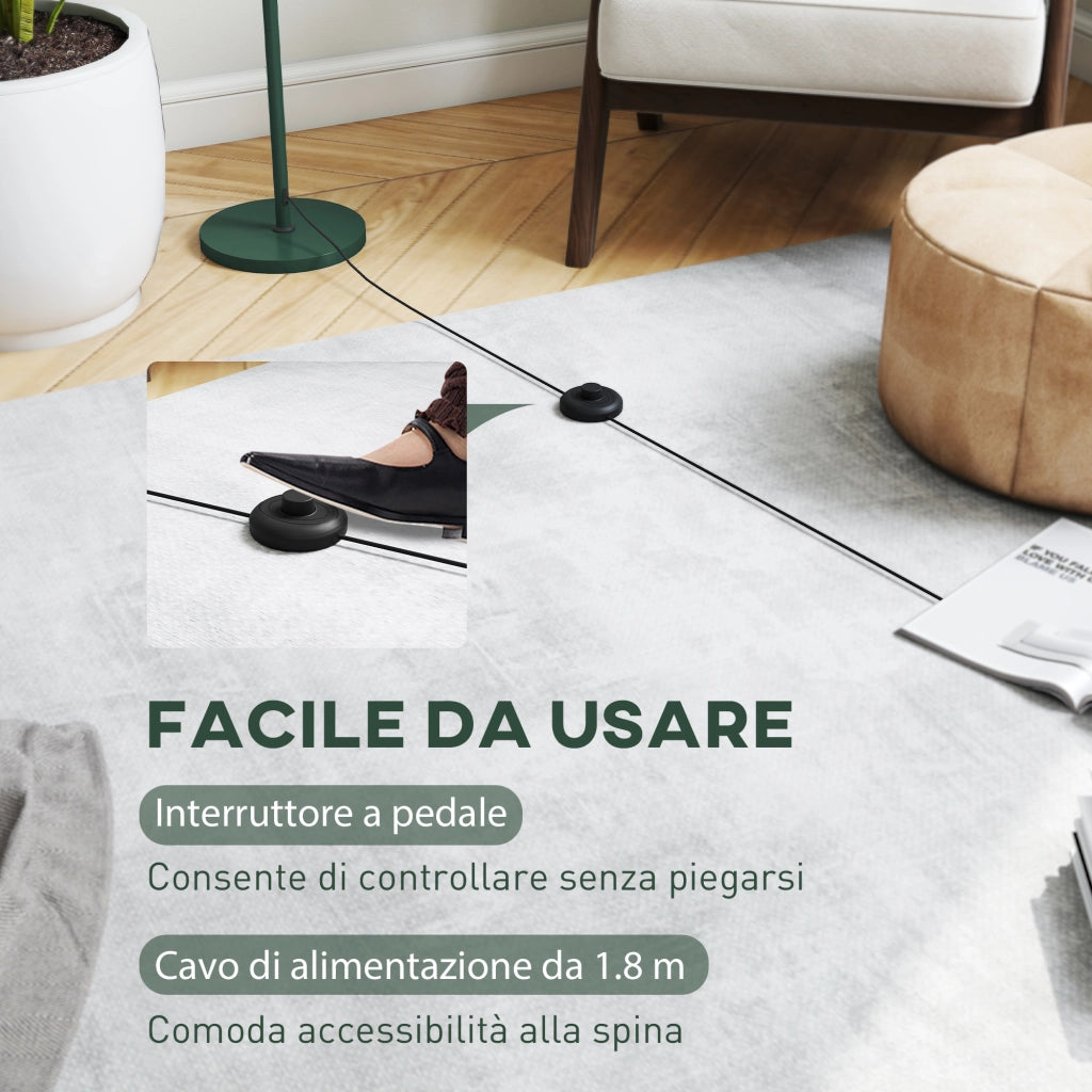 Lampada da Terra con Paralume Semicircolare e Interruttore a Pedale, in Acciaio, ?30x155 cm, Verde