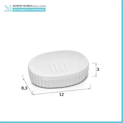 Accessori bagno da appoggio in set 3 pezzi in ceramica colore bianco Cup