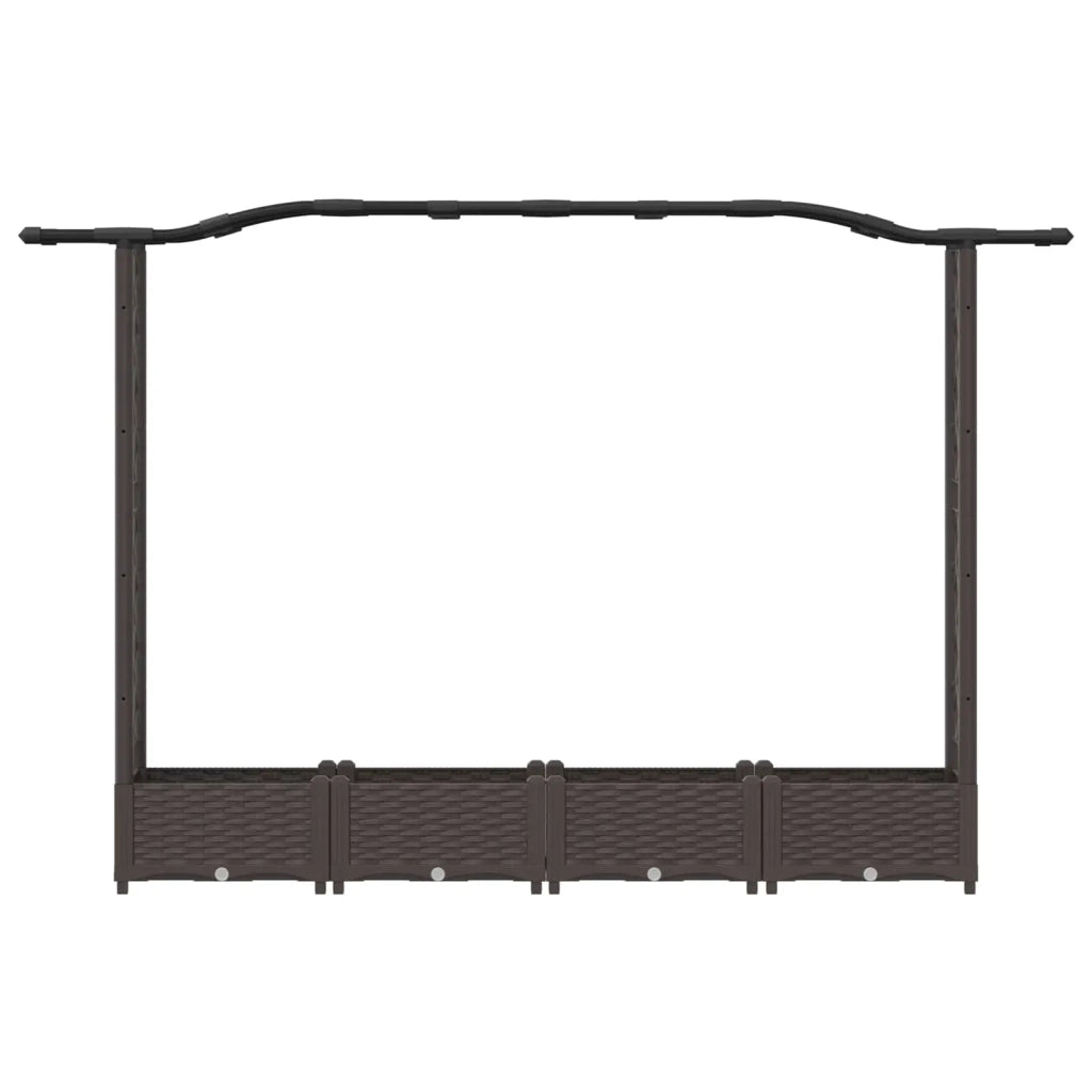 Letto Rialzato con Griglia e Tetto Marrone 207 x 40 x 126 cm PP 42032505