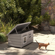 CASETTA PER GATTI rialzata 87 x 52 x 44 cm Legno Bianco/Grigio