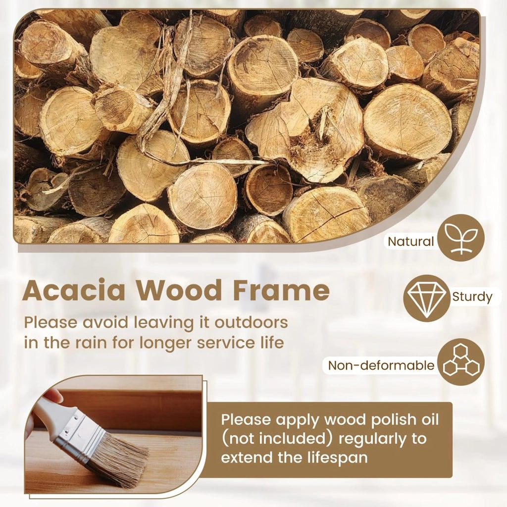 Set di 2 sedie da giardino in legno di acacia con cuscino imbottito, braccioli e piedini regolabili, sedia da cucina fino a 180 kg, per patio e terrazza, 64 x 59 x 86 cm (beige)