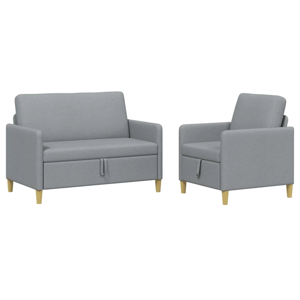 Set di Divani con Storage 2 pz Grigio Chiaro Poliestere 3429148