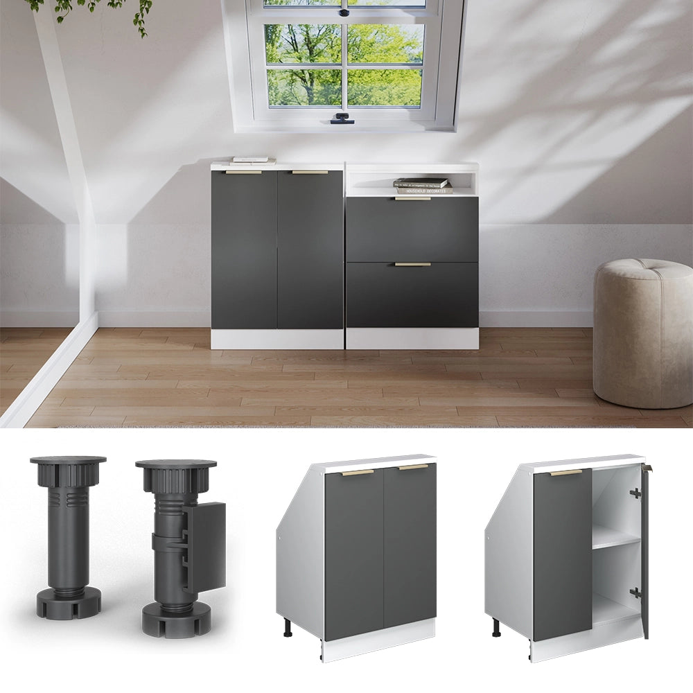 Mobile sottotetto Rion Antracite-oro/Bianco 60 x 83.8 cm con 2 porte Vicco