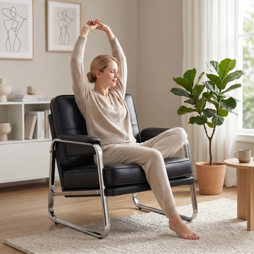 Poltrona relax reclinabile in similpelle ¨C zephmum ¨C nera, metallo, 140x