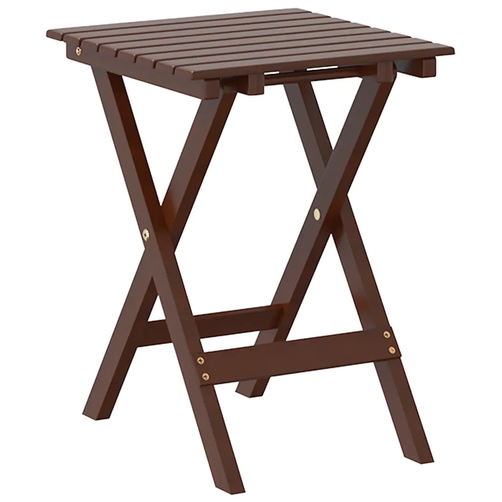 Tavolino Laterale Pieghevole Marrone Legno Massello di Pioppo