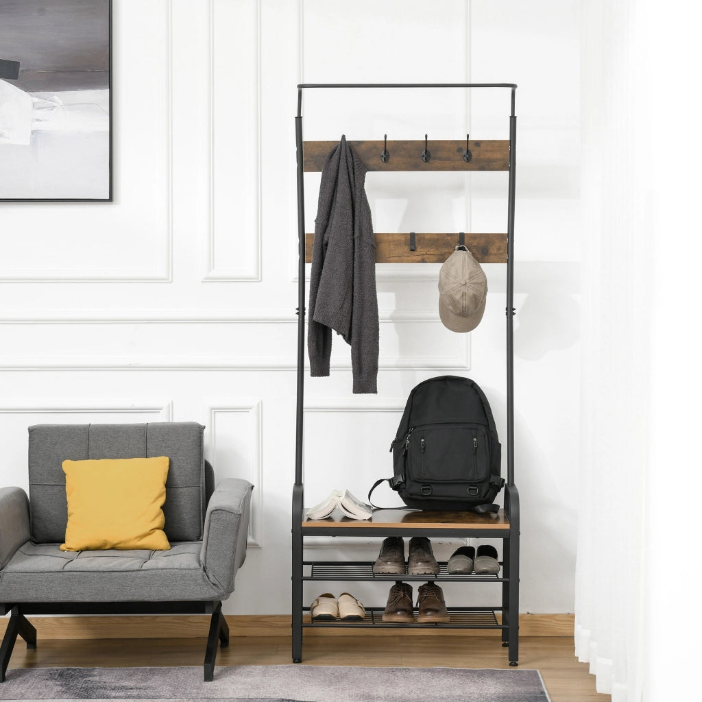 Appendiabiti con scaffale per scarpe ¨C zephmum ¨C MDF nero 72x34x185 cm